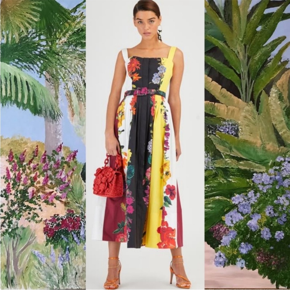 NWOT Oscar de la Renta Multi Floral Midi Dress